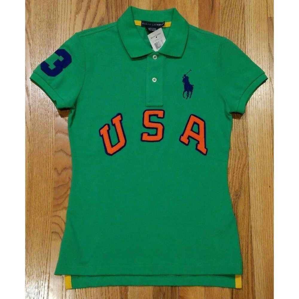 RALPH LAUREN WOMEN BIG PONY LOGO USA #3 MESH SHIRT